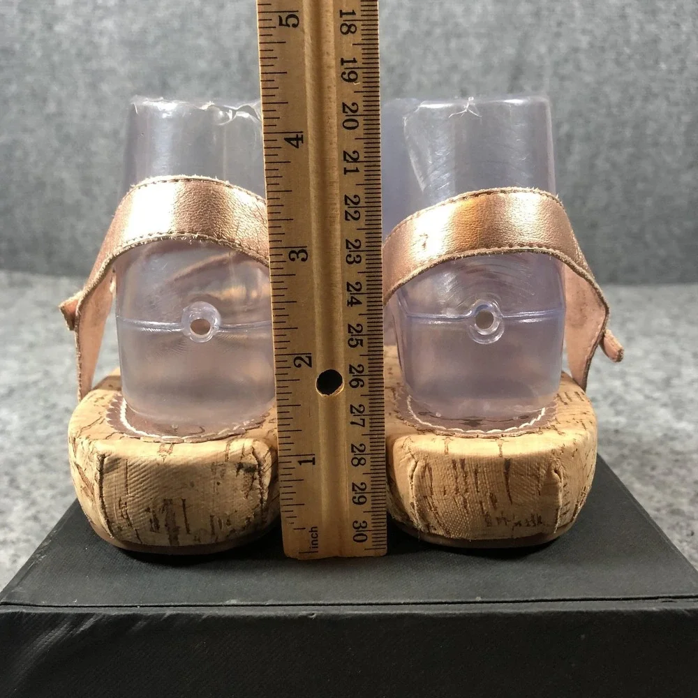 Miss Albright Sandals Womens Size 9‎ Rose Gold Leather Strappy Low Cork Wedge